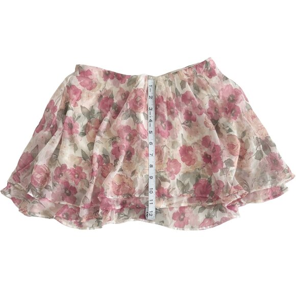 Hollister Pink Floral Ruffle Chiffon Mini Skirt XS - Picture 6 of 8